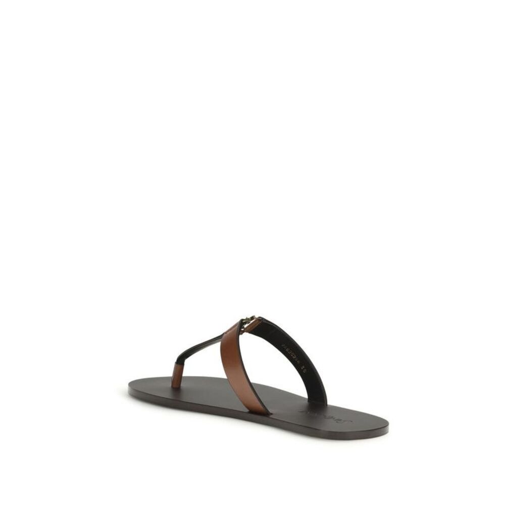 Saint Laurent Brown Calf Leather Bos Taurus Flip-Flop Women's Sandals - Picture 3 of 4